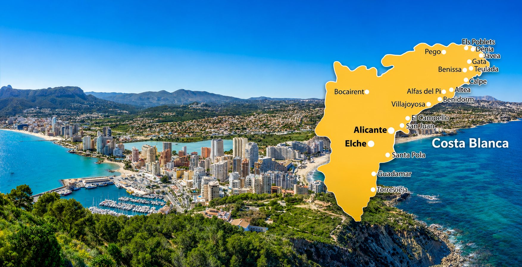 Mapa general de pueblos de la Costa Blanca